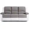 Image de Canapé relaxation manuel 3 places microfibre / simili - blanc / gris