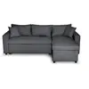 Image de Canapé d'angle convertible coffre noir en tissu - gris foncé