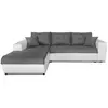 Image de Canapé d'angle gauche convertible en simili et microfibre - blanc/gris