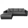 Image de Canapé d'angle gauche convertible en simili et microfibre - gris/noir