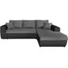 Image de Canapé d'angle droit convertible en simili et microfibre - gris / noir
