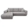 Image de Canapé d'angle convertible en tissu - gris clair - angle gauche