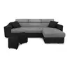 Image de Canapé d'angle convertible en microfibre/simili avec poufs - gris/noir