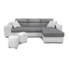 Image de Canapé d'angle gauche microfibre/simili avec poufs - blanc/gris