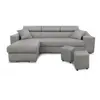 Image de Canapé d’angle 4 places en tissu gris avec rangement droit