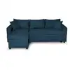 Image de Canapé d'angle convertible coffre noir en tissu - bleu