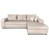Image de Canapé d'angle convertible en tissu - beige - angle droit