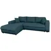 Image de Canapé d'angle convertible en tissu - bleu pétrole - angle gauche