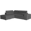Image de Canapé d'angle convertible en tissu - gris foncé - angle gauche