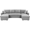 Image de Canapé d'angle panoramique convertible en tissu - gris clair