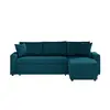 Image de Canapé d'angle réversible et convertible avec coffre en velours - bleu