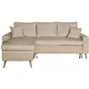 Image de Canapé d'angle velours réversible et convertible avec coffre - grège