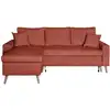 Image de Canapé d'angle réversible et convertible avec coffre - rouge brique