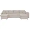 Image de Canapé d'angle panoramique avec poufs en tissu - beige