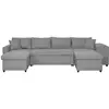 Image de Canapé d'angle panoramique avec poufs en tissu - gris clair