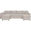 Image de Canapé d'angle panoramique avec poufs en tissu - beige