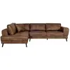 Image de Canapé d'angle gauche convertible 2 coffres en tissu marron industriel
