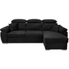 Image de Canapé d'angle convertible avec têtières réglables en tissu - noir