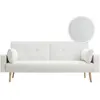 Image de Canapé droit 3 places convertible en tissu bouclette - blanc