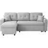 Image de Canapé d'angle convertible réversible en tissu - gris clair