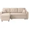 Image de Canapé d'angle convertible réversible en tissu - beige