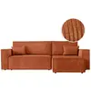 Image de Canapé d'angle convertible avec coffre en velours côtelé - terracotta