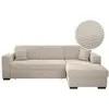 Image de Canapé d'angle droit convertible avec coffre en velours côtelé - beige