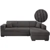 Image de Canapé d'angle droit convertible en velours côtelé - gris foncé