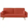 Image de Canapé droit scandinave convertible 3 places en tissu - rouille