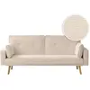 Image de Canapé droit scandinave convertible 3 places en velours côtelé beige