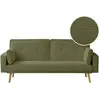 Image de Canapé droit scandinave convertible 3 places en velours côtelé vert
