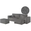 Image de Canapé d'angle réversible avec pouf en tissu bouclette - gris