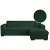 Image de Canapé d'angle droit convertible et coffre en tissu bouclette - vert