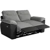 Image de Canapé de relaxation électrique 2 places tissu et simili - noir/gris
