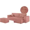 Image de Canapé d'angle convertible avec pouf en tissu texturé 3d - rose