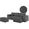Image de Canapé d'angle convertible avec pouf en tissu texturé 3d - gris foncé