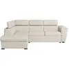 Image de Canapé d'angle gauche convertible, tissu beige - méridienne 188cm