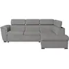 Image de Canapé d'angle droit convertible, tissu gris clair - méridienne 188cm