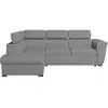Image de Canapé d'angle gauche convertible, tissu gris clair - méridienne 188cm