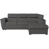 Image de Canapé d'angle droit convertible, tissu gris foncé - méridienne 188cm