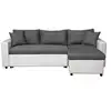 Image de Canapé d'angle convertible coffre marron, simili microfibre blanc/gris