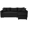 Image de Canapé d'angle convertible coffre marron en simili microfibre - noir