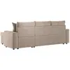 Image de Canapé d'angle convertible coffre marron en velours côtelé - taupe