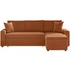 Image de Canapé d'angle convertible coffre marron en velours côtelé terracotta