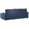 Image de Canapé d'angle convertible coffre marron en velours côtelé - bleu