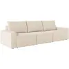 Image de Canapé droit fixe 3 places en velours côtelé - beige