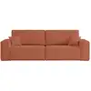 Image de Canapé droit 3 places convertible en tissu bouclette - terracotta