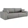 Image de Canapé droit 3 places convertible en tissu bouclette - gris