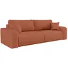 Image de Canapé droit 3 places convertible en tissu bouclette - terracotta