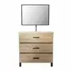 Image de Pack caisson à tiroirs avec vasque et miroir bois marron foncé 80 cm